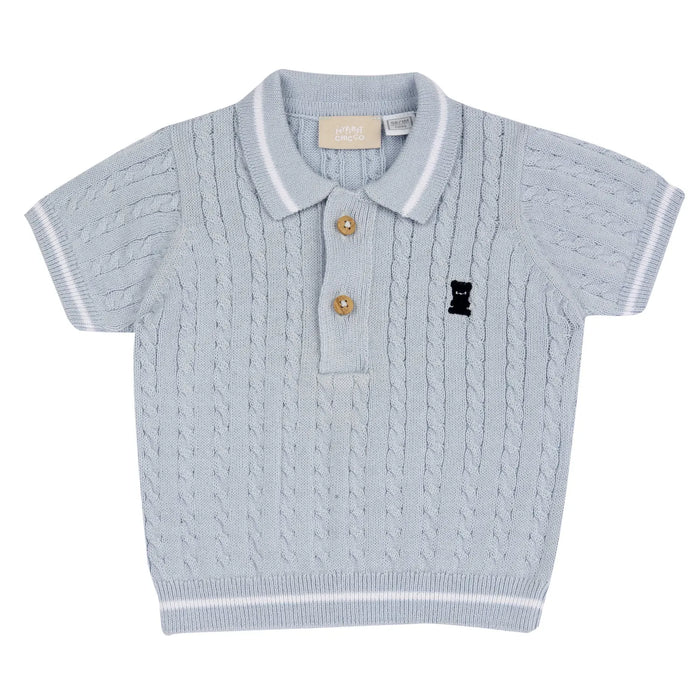 Boys Light Blue Solid Polo T-shirt