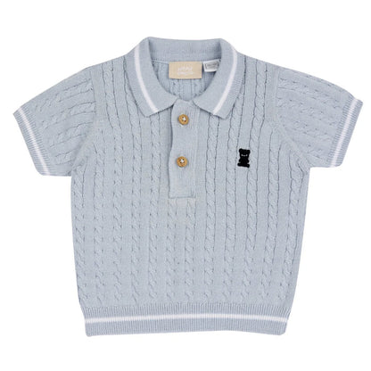 Boys Light Blue Solid Polo T-shirt