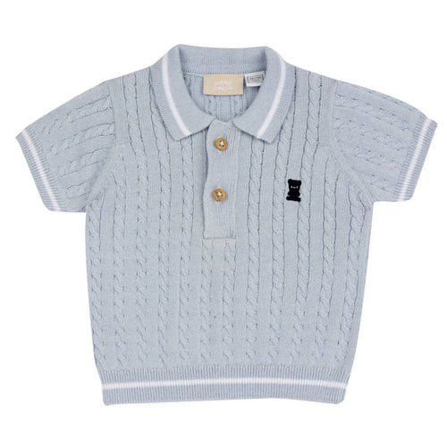 Boys Light Blue Solid Polo T-shirt
