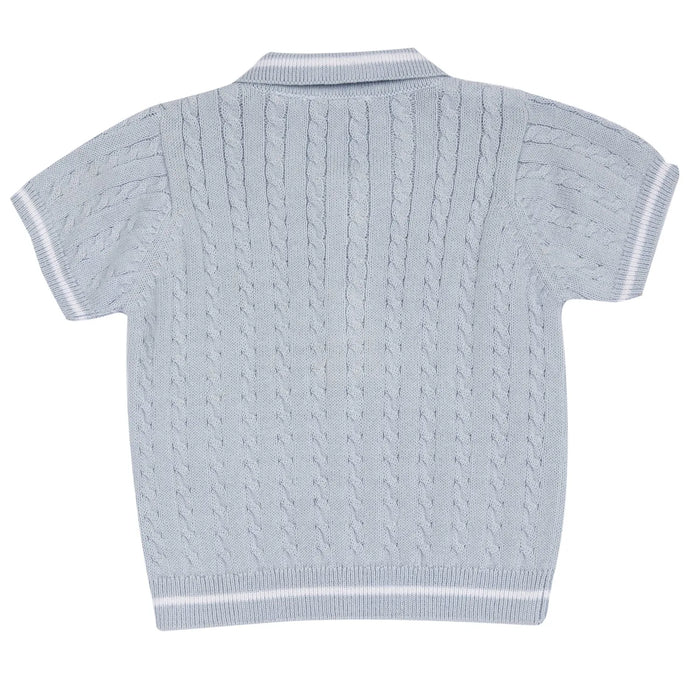 Boys Light Blue Solid Polo T-shirt