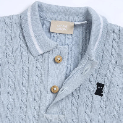 Boys Light Blue Solid Polo T-shirt