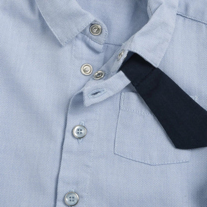 Boys Light Blue Solid Shirt with Tie