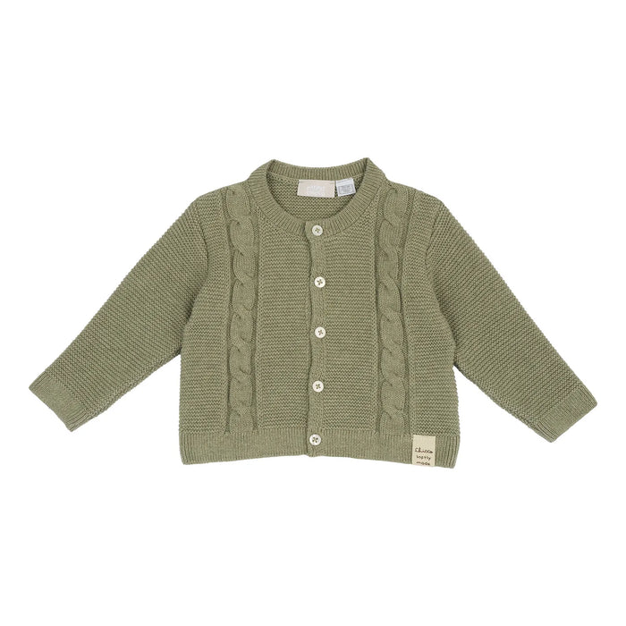 Boys Light Green Self Design Cardigan