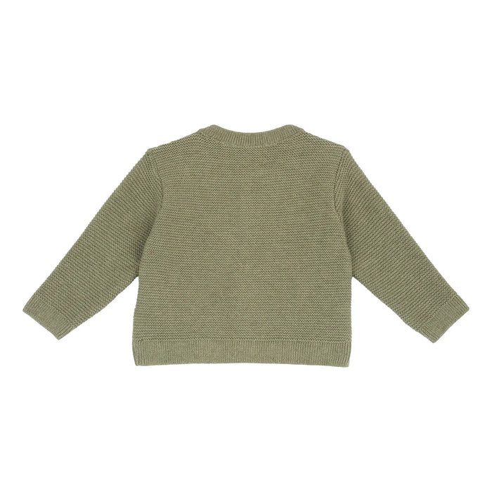 Boys Light Green Self Design Cardigan
