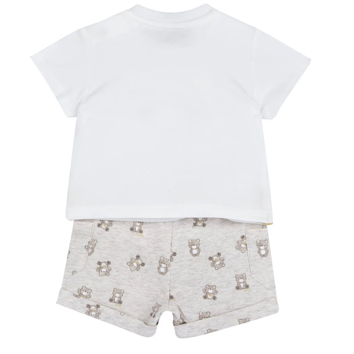 Boys Light Natural Embroidered T-Shirt with Shorts