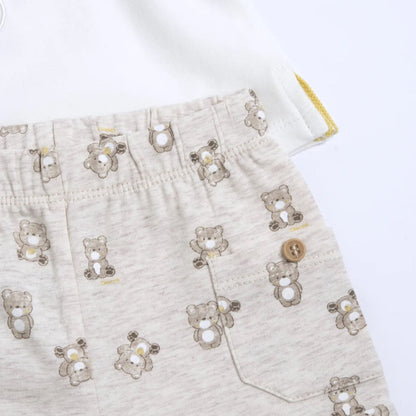 Boys Light Natural Embroidered T-Shirt with Shorts