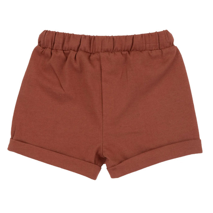Boys Light Red Printed T-Shirt with Shorts