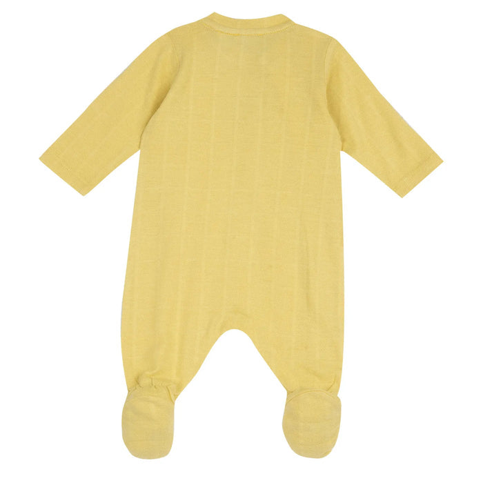 Boys Light Yellow Embroidered Front Opening Babysuit