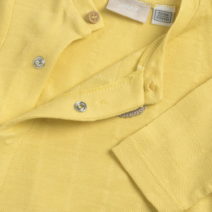 Boys Light Yellow Embroidered Front Opening Babysuit