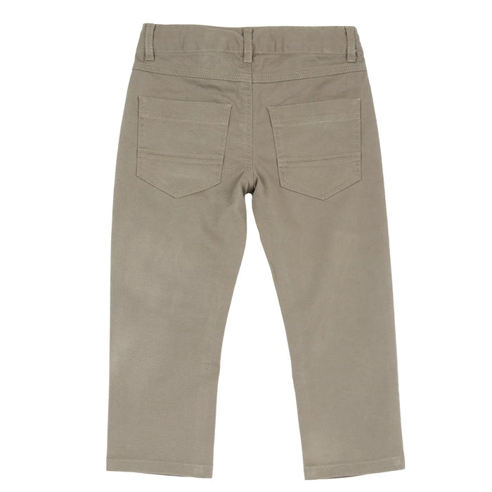 Boys Medium Brown Solid Stretch Trouser