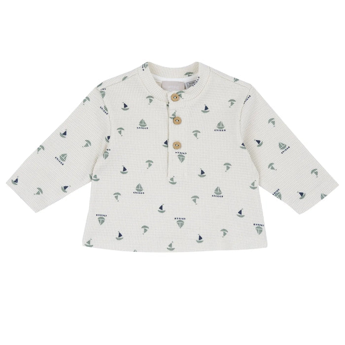 Boys Medium Green Printed Smock with Leggings