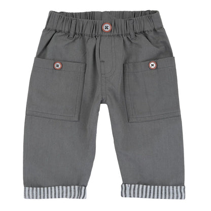 Boys Medium Grey Solid Trouser