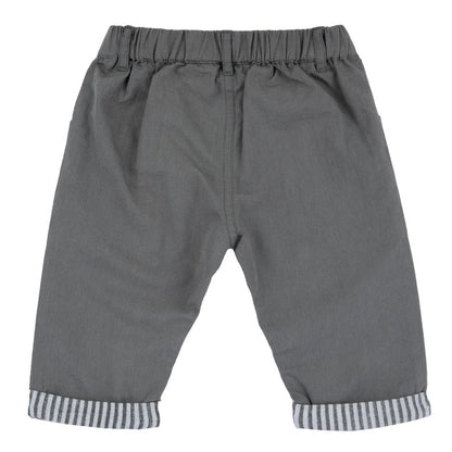 Boys Medium Grey Solid Trouser
