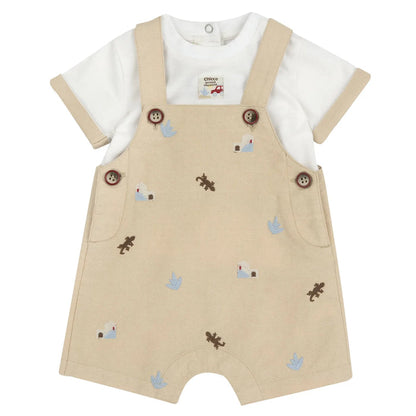 Boys Medium Natural Embellished T-Shirt with Dungaree