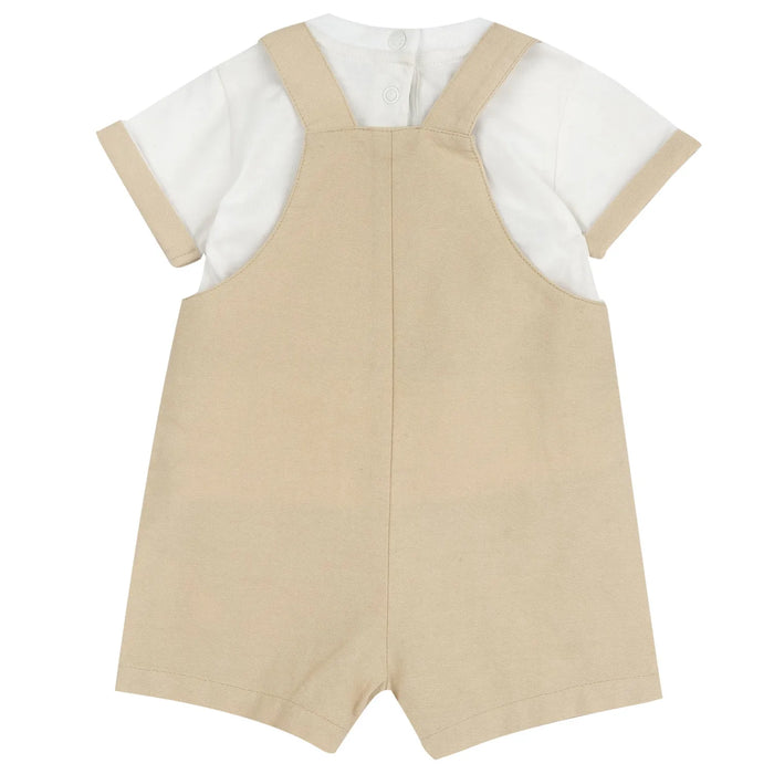 Boys Medium Natural Embellished T-Shirt with Dungaree