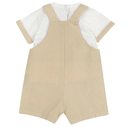 Boys Medium Natural Embellished T-Shirt with Dungaree