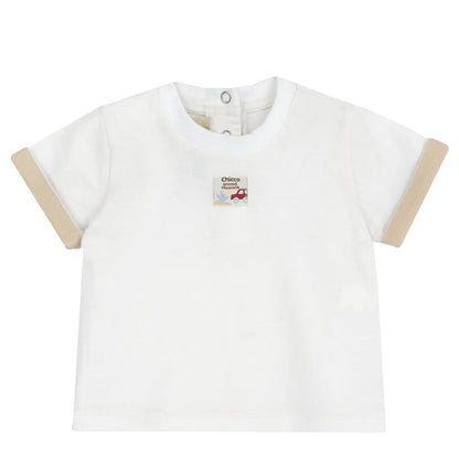 Boys Medium Natural Embellished T-Shirt with Dungaree
