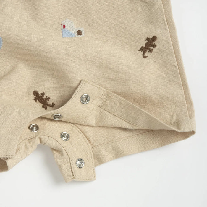 Boys Medium Natural Embellished T-Shirt with Dungaree