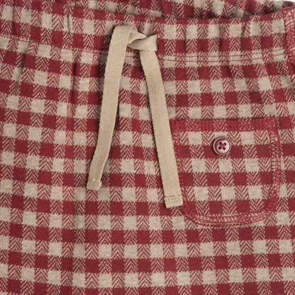 Boys Medium Red Checked Joggers