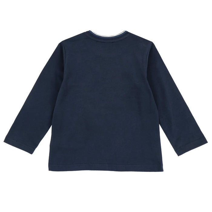 Boys Navy Embroidered Long Sleeve T-shirt