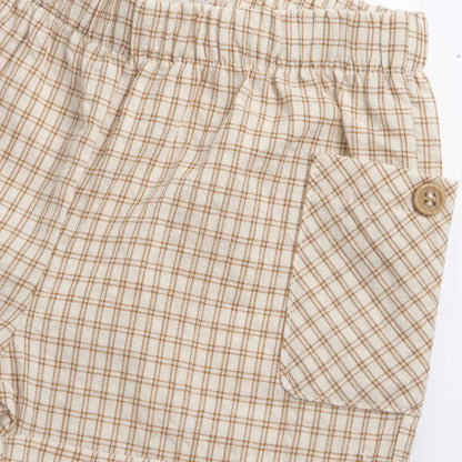 Boys White and Beige Embroidered T-Shirt with Shorts