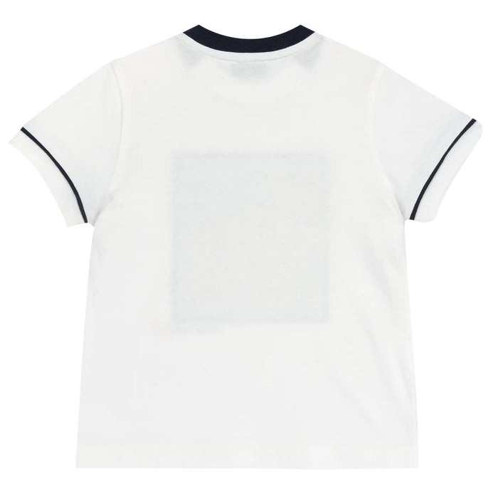 Boys White and Black Graphic Printed T-shirt