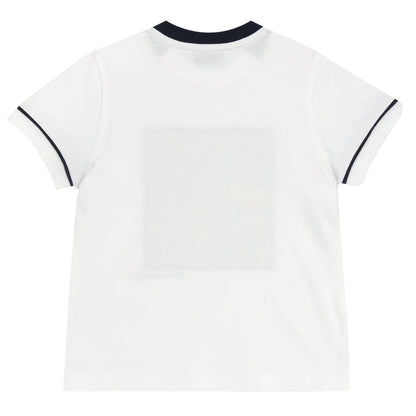 Boys White and Black Graphic Printed T-shirt