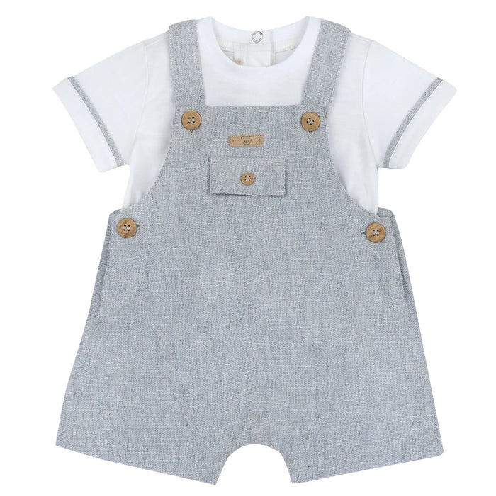 Boys White and Blue Applique T-Shirt with Shorts