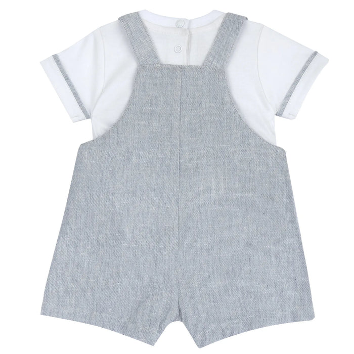 Boys White and Blue Applique T-Shirt with Shorts