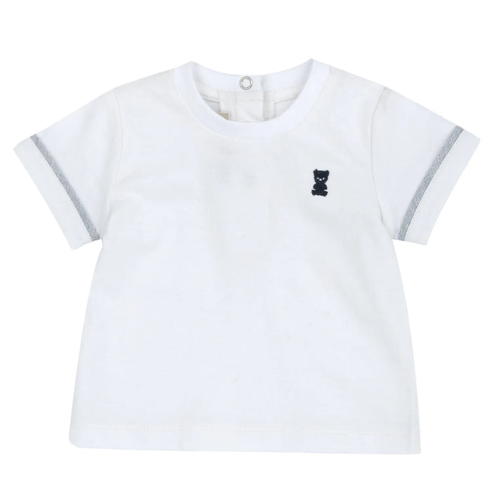 Boys White and Blue Applique T-Shirt with Shorts