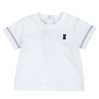 Boys White and Blue Applique T-Shirt with Shorts