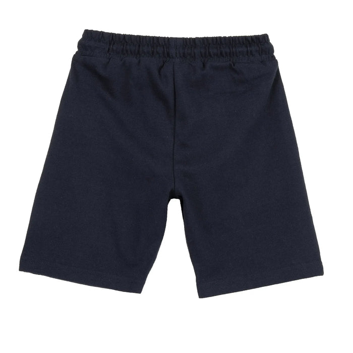 Boys White and Blue Graphic Printed T-Shirt with Shorts