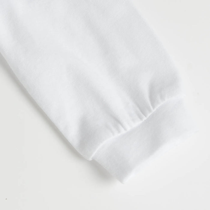 Boys White and Blue Self Design Back Opening Babysuit