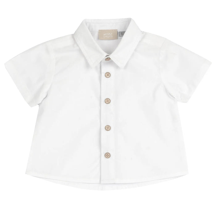 Boys White and Blue Solid Shirt with Shorts