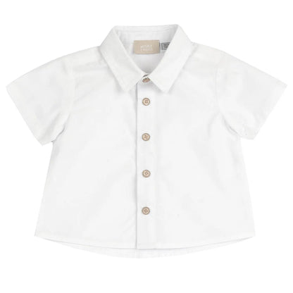Boys White and Blue Solid Shirt with Shorts