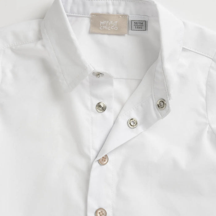Boys White and Blue Solid Shirt with Shorts