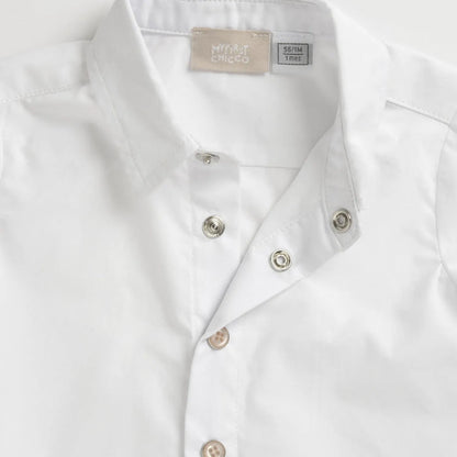 Boys White and Blue Solid Shirt with Shorts