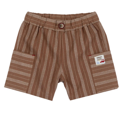Boys White and Brown Embroidered T-Shirt with Shorts