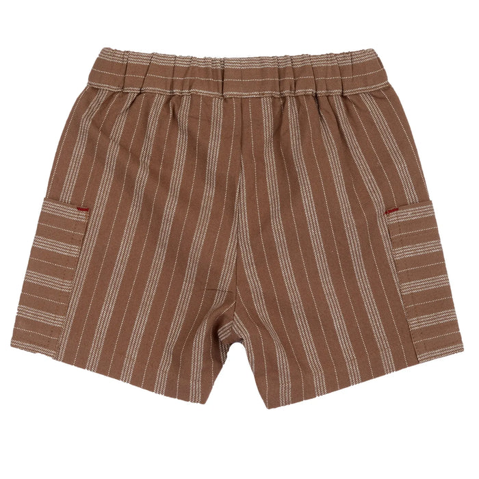 Boys White and Brown Embroidered T-Shirt with Shorts