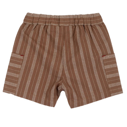 Boys White and Brown Embroidered T-Shirt with Shorts