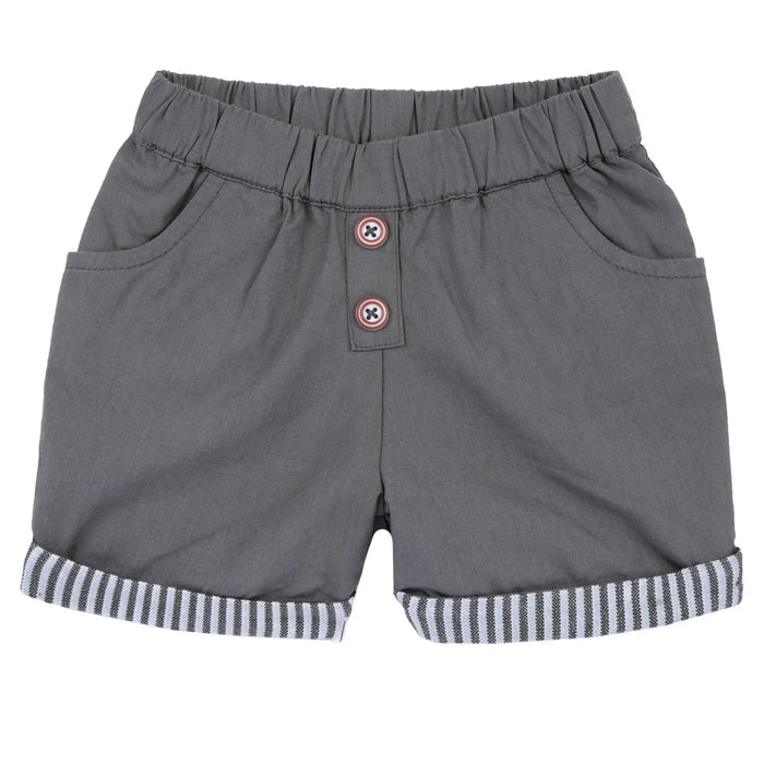 Boys White and Grey Embroidered T-Shirt with Shorts