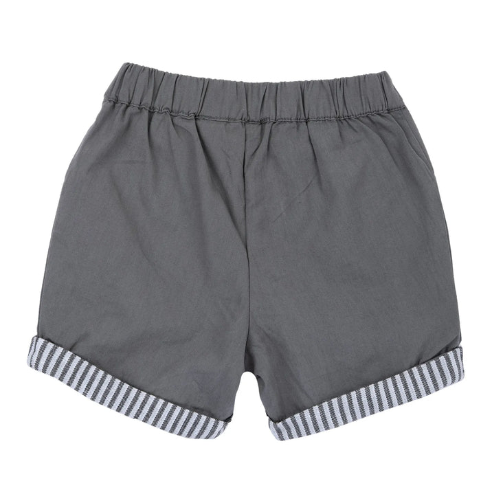 Boys White and Grey Embroidered T-Shirt with Shorts