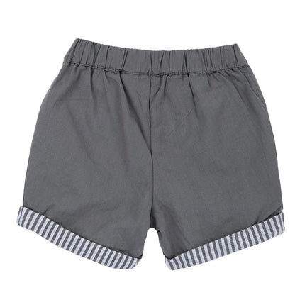 Boys White and Grey Embroidered T-Shirt with Shorts