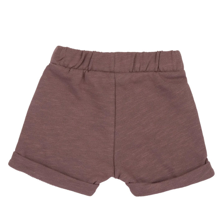 Boys White and Light Brown Printed T-Shirt with Shorts