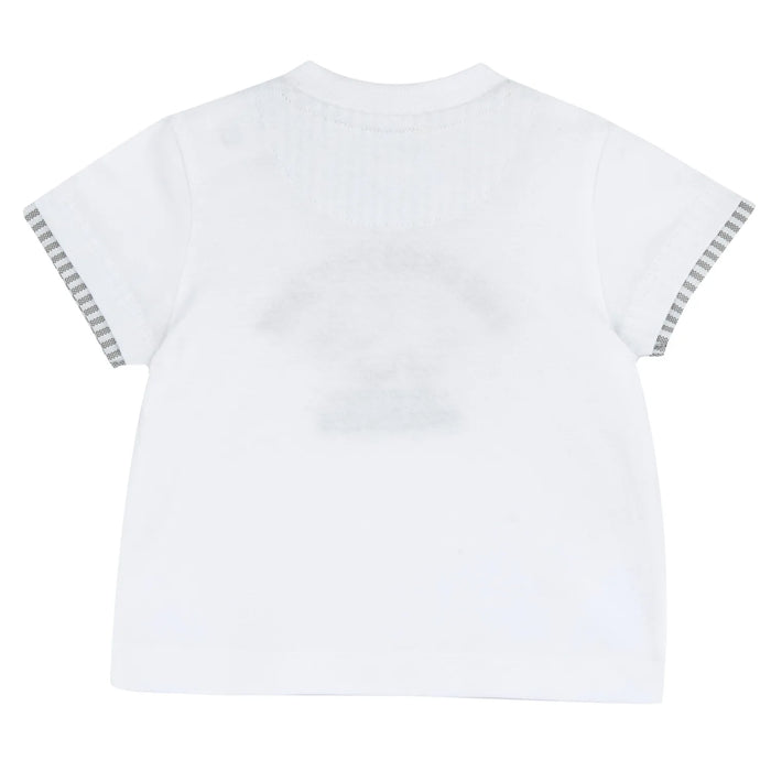 Boys White Animal Embroidered T-shirt