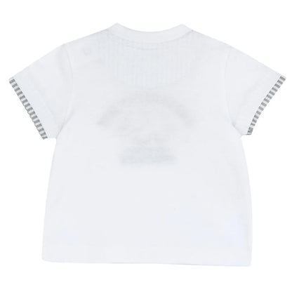 Boys White Animal Embroidered T-shirt