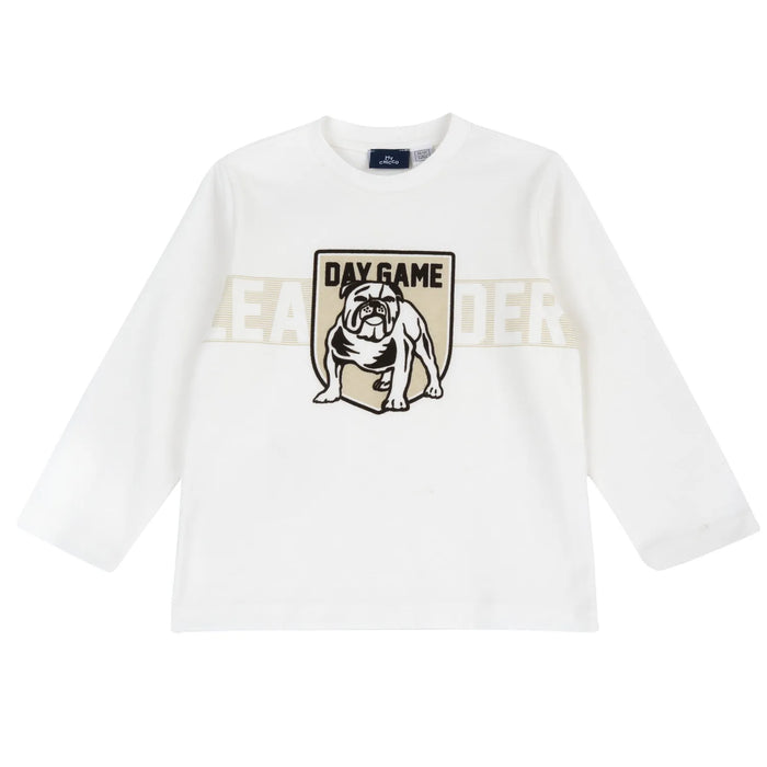 Boys White & Black Graphic Printed Long Sleeve T-shirt