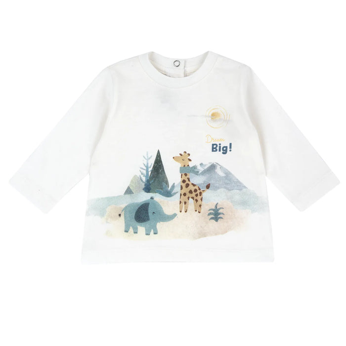 Boys White & Blue Animal Printed Long Sleeve T-shirt