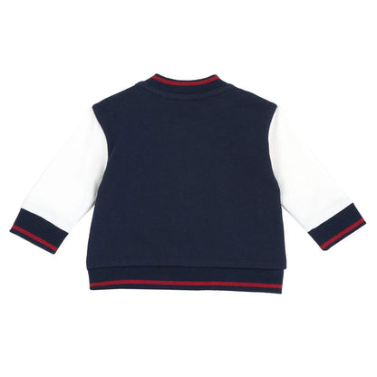 Boys White & Blue Colorblocked Sweatshirt