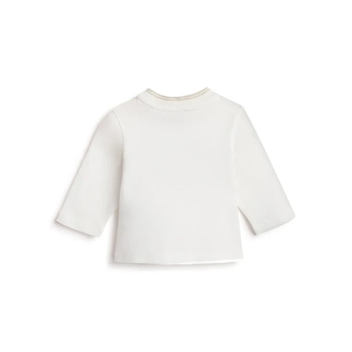 Boys White & Brown Cotton T-shirt With Trousers